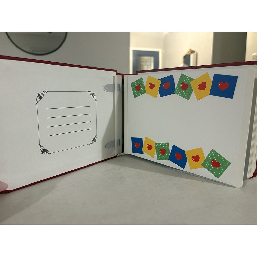 Red Scrapbook Baby Album Handmade Bear Vintage 8x6 Boy Newborn Book Boats cars - Picture 4 of 8